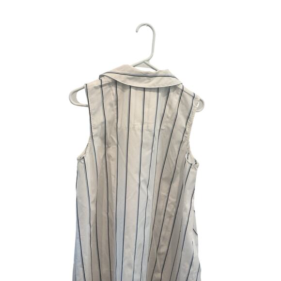 Banana Republic Women Striped Poplin Mini Dress Size M White Blue Preppy Classic - Picture 11 of 13